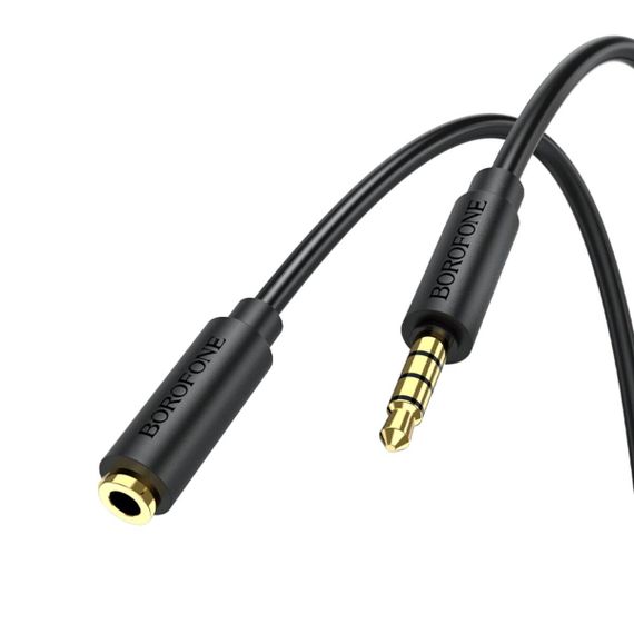 Аудiо-кабель BOROFONE BL12 3.5 audio extension cable male to female 2m Black | Зображення 1