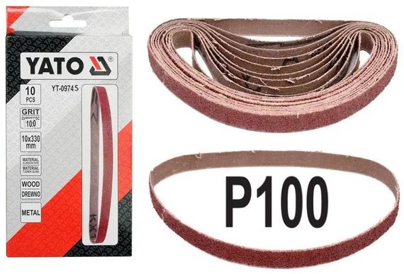 Набір стрічка наждачна нескінченна 10х330 P100 10 штук YATO YT-09745