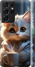 Чохол на Samsung Galaxy S21 Ultra (5G) Білий кіт "5646m-2116-2448"