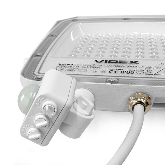 Світлодіодний прожектор VIDEX F5 50W 3000-5000-6500K з датчиком руху 230V White (VL-F5-050CW-S) | Зображення 6