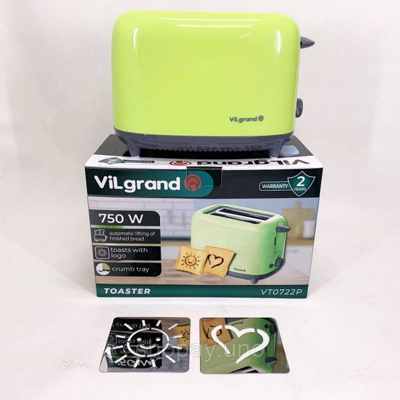 Хороший тостер для хлеба VILGRAND, Электрический тостер на 2 отделения для гренок с подогревом DJ-62 | Зображення 8