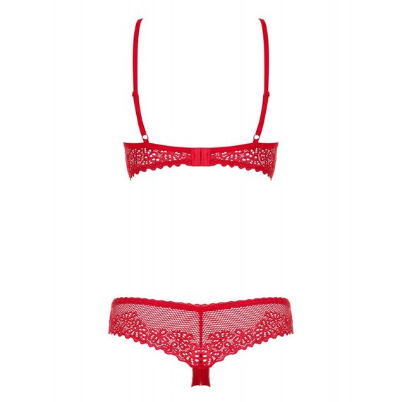 Комплект в сіточку Obsessive Alabastra з відкритим доступом, червоний, XXL sexstyle | Зображення 3