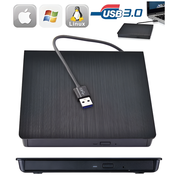 Внешний USB 3.0+Type-C оптический дископривод Addap EDB-02, портативный дисковод для компьютера, ноутбука, макбука | считыватель CD-RW, DVD-RW, DVD-RAM, DVD-ROM | Зображення 3
