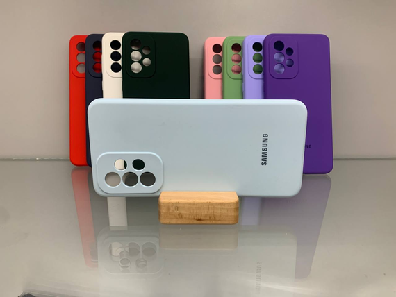 Samsung A33 Протиударний чохол з логотипом софт тач голубий