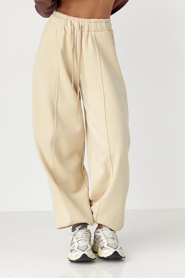 Жіночі теплі спортивні штани - бежевий цвет, M (є розміри)