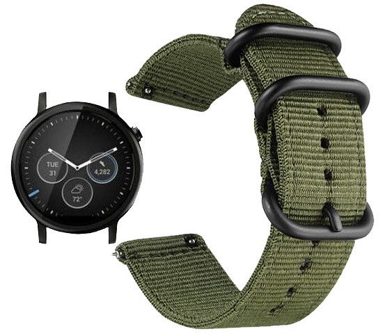 Нейлоновый ремешок Primo Traveller для часов Motorola Moto 360 2nd gen (46mm) - Army Green