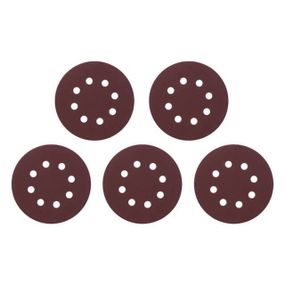 Круг наждаковий самоклейний 125 мм з отворами, папір класу С, К180, 5 од. INTERTOOL BT-0589