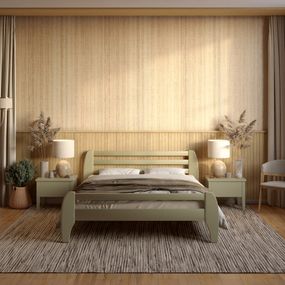 Двоспальне дерев'яне ліжко Mebigrand Мілан Оливковий (RAL1020) 140х200 см (MBG-6387)