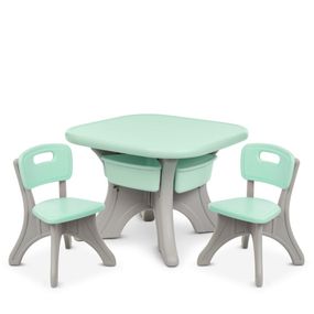 Детский столик с двумя стульями NEW TABLE-5 бежево-мятный
