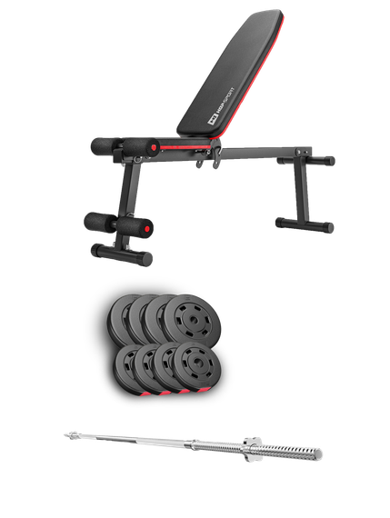 Набір Hop-Sport Premium 39кг з лавою HS-1010 Pro та штангою