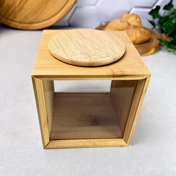 Банка бамбукова Bamboo S GK-5875 для зберігання сипучих продуктів зі скляними стінками 1.7 л Прозорий | Зображення 2