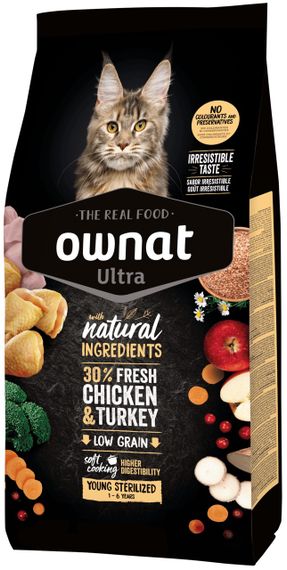 Сухий корм з куркою та індичкою для стерилізованих котів Ownat Ultra Cat Sterilised, 400 гр