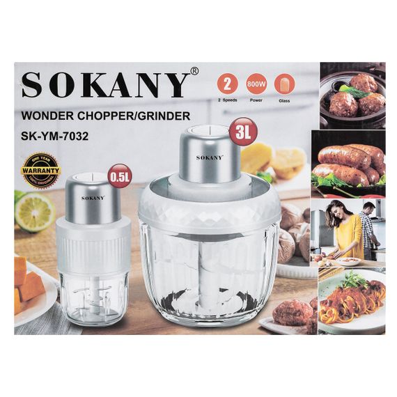 Чоппер измельчитель Sokany SKYM7032B 2в1 с чашами 0.5 и 1,5 литра 800 Вт | Зображення 9