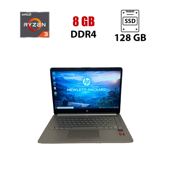 Ноутбук HP 14-dk1022wm / 14" (1366x768) TN / AMD Ryzen 3 3300U (4 ядра по 2.1 - 3.5 GHz) / 8 GB DDR4 / 128 GB SSD / AMD Radeon Vega 6 Graphics / WebCam б/в