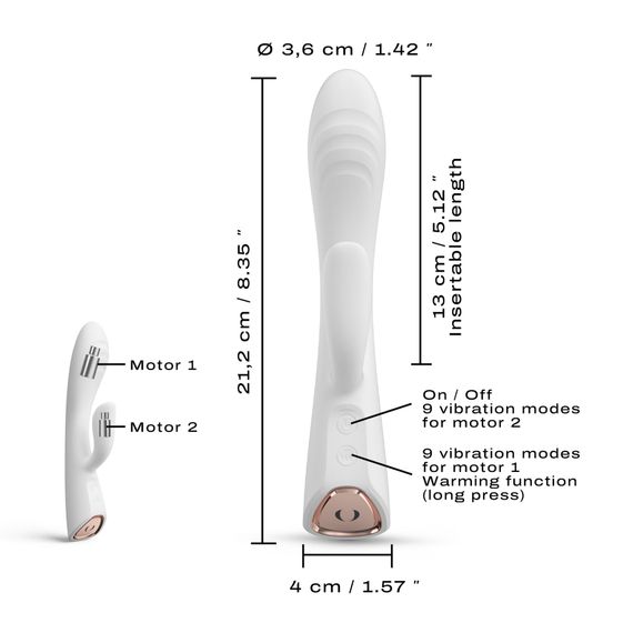 Вібратор-кролик з підігрівом Dorcel FLEXI RABBIT WHITE, гнучкий стовбур | Зображення 4