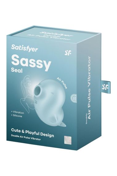 Вакуумний стимулятор Satisfyer Sassy Seal з вібрацією, блакитний, 9,5 см Sex Aura | Зображення 5