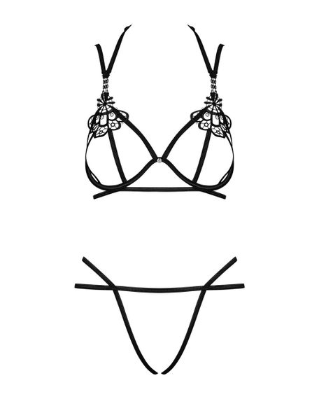 Еротичний комплект зі стреп Obsessive Badossa 2-pcs set L/XL, чорний, з доступом, бюстгальтер, стрін, S/M | Зображення 4
