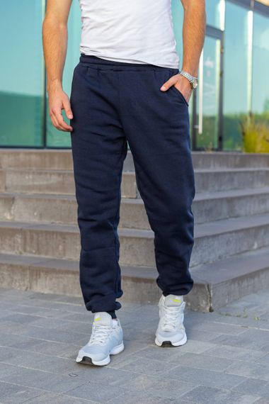 Мужские теплые спортивные штаны на флисе DU0211 цвет темно-синий, размер L | Зображення 1