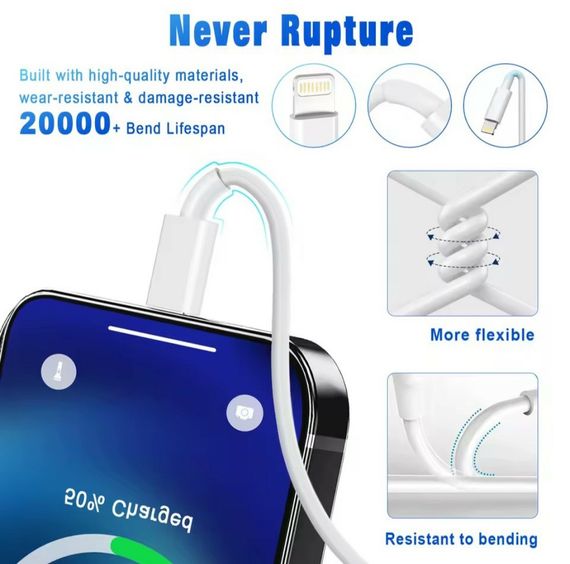 Зарядний кабель для Apple iPhone, USB Type-A/Lightnin (1 метр)g | Зображення 4