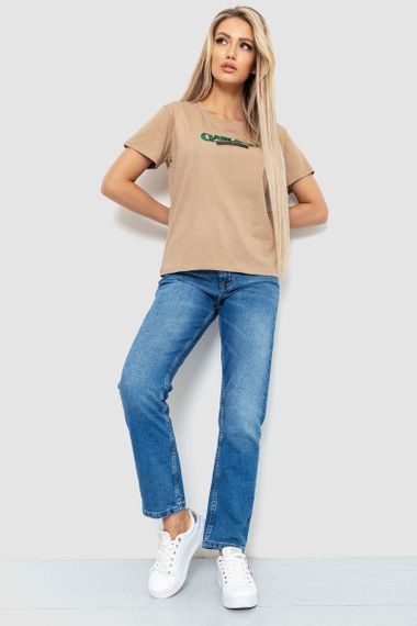 Футболка женская с принтом  цвет бежевый 221R3008-1 | Зображення 1