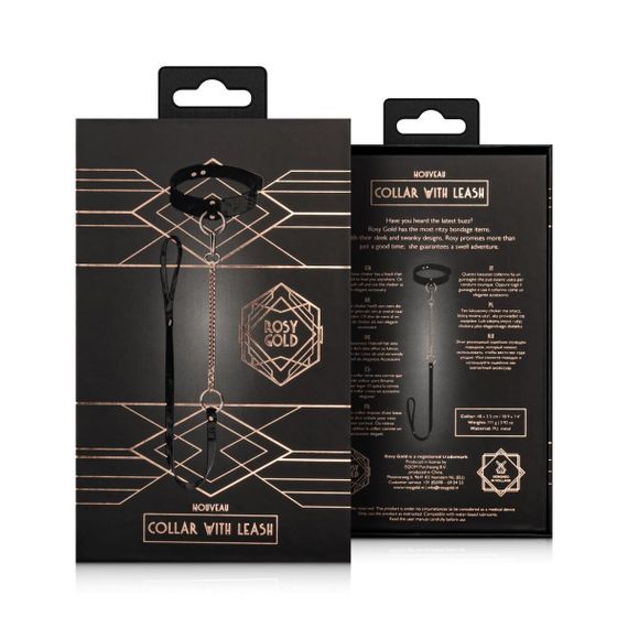 Нашийник з повідцем Rosy Gold - Collar with Leash - Black | Зображення 6
