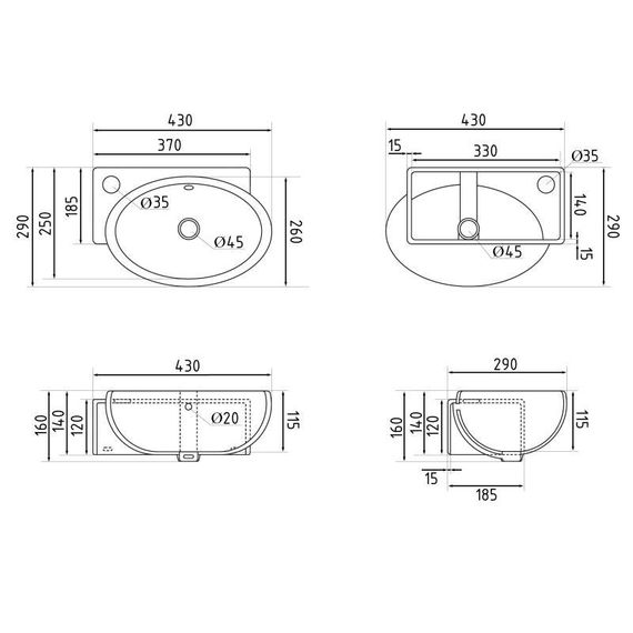 Раковина Qtap Leo 430x285x160 White QT11111008LW | Зображення 1