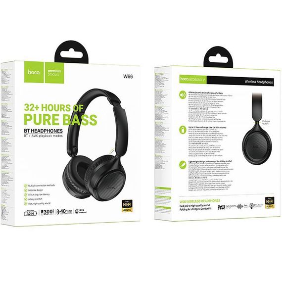 Накладные беспроводные наушники Hoco W66 Wave Black | Зображення 3