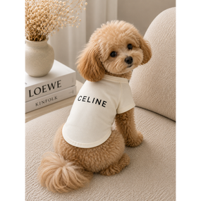 Брендовая футболка для собак Celine Beige | Стильная одежда для питомцев
