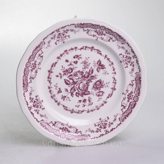 Столовий набір посуду тарілок і чашок 32 предмети на 6 персон «Бордовий Меандр» порцеляновий YY78-3A | Зображення 3