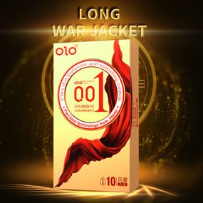 Ультратонкі текстуровані презервативи з гіалуроновою кислотою і пролонгуючим ефектом OLO - ZEROLONE LONG WAR, 10 шт. sexstyle