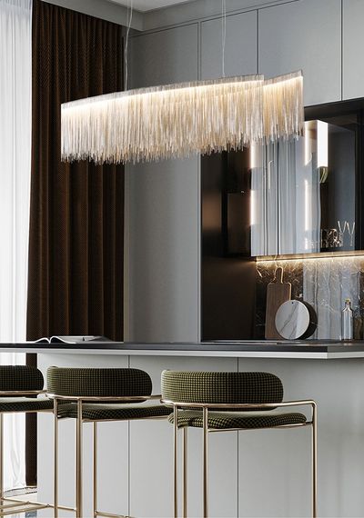 Люстра світлодіодна підвісна LED світильник для квартири на стелю лед 26761 Хром 20-120х23х100 см. | Зображення 1