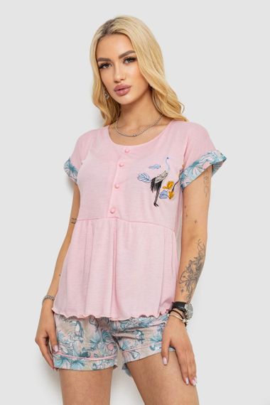 Пижама женская с принтом, цвет розовый, 243R6012-P2 | Зображення 2