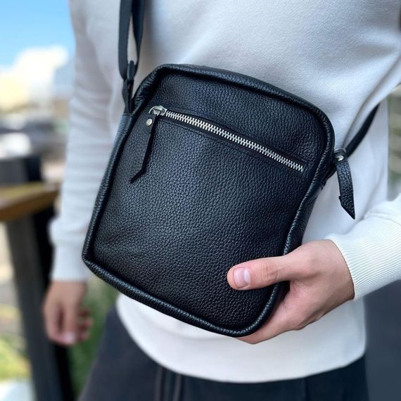 Практична сумка-месенджер, Легка сумка-месенджер, Сумка чоловіча чорна вертикальна щоденна AP-44 | Зображення 7