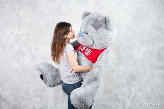 Мишка с латками плюшевый в футболке Yarokuz Me To You 160 см Серый | Зображення 7
