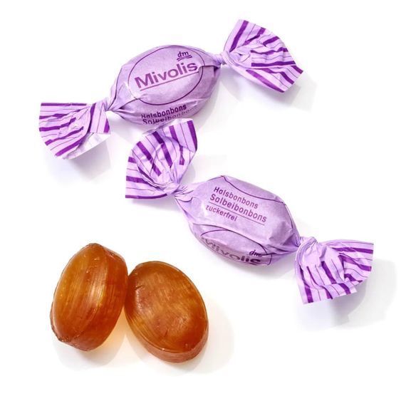 Натуральные леденцы Mivolis с шалфеем и витамином C для защиты горла и иммунитета, 125 гр., Германия | Зображення 1