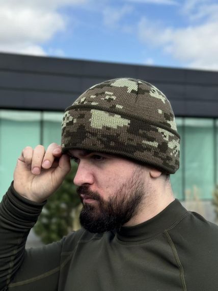 Шапка в*язана піксель з відворотом | Зображення 8
