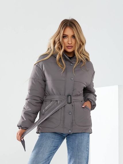 Куртка з поясом, арт. 332, сірий