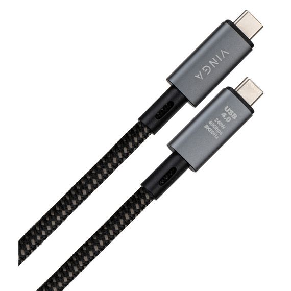 Дата кабель USB4 Type-C to Type-C 0.8m 240W 40GBps 8K60Hz Nylon Vinga (VCPDCU4) | Зображення 1