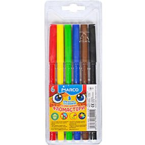 Фломастеры 6 цветов Super Washable, 1690- 6 Marco (8434761802115)
