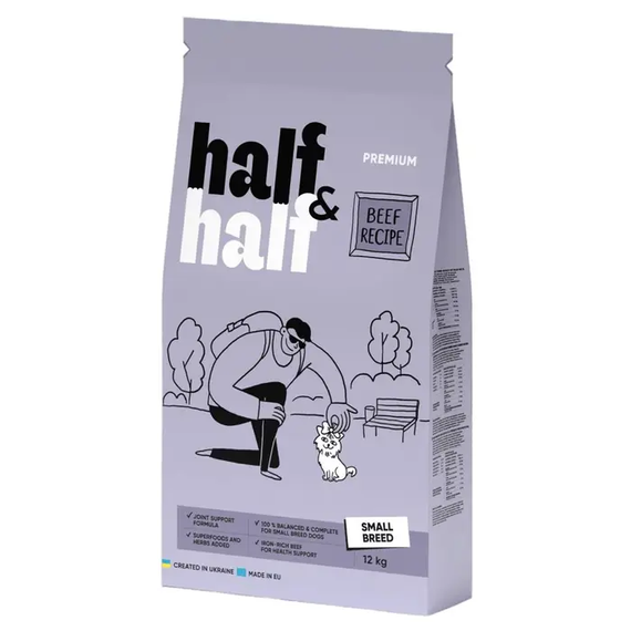 Сухий корм Half&Half для дорослих собак маленьких порід, яловичина 2кг