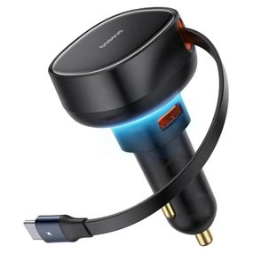 АЗП Baseus Enjoyment Pro PD60W with retractable cables (1USB-A/1C/1L) (C00057802111) Cluster Black