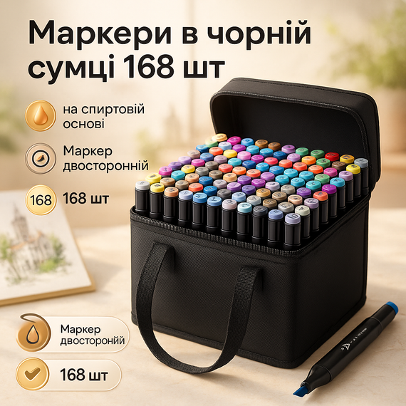 Маркери для творчих робіт з двома сторонами Touch, Маркери в чорній сумці Круті для малювання VP-39