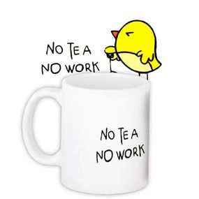 Чашка з принтом No tea No work 330 мл (KR_CT011)
