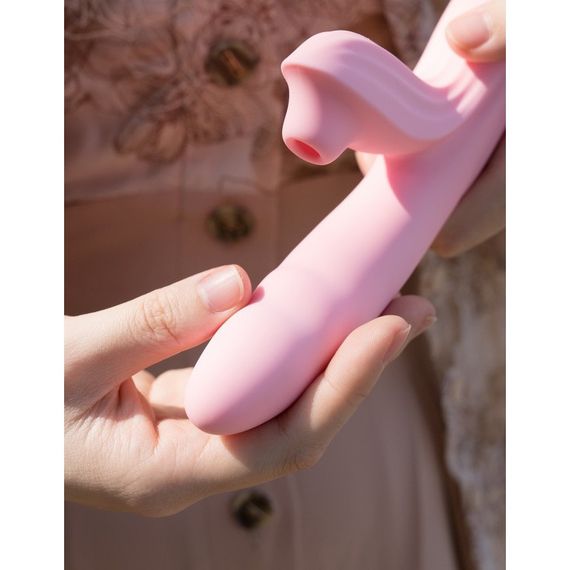 Вібратор-кролик BeYourLover Anita з вакуумом, фрикціями і підігрівом, рожевий, 22,2 × 8 см Sex Aura | Зображення 7