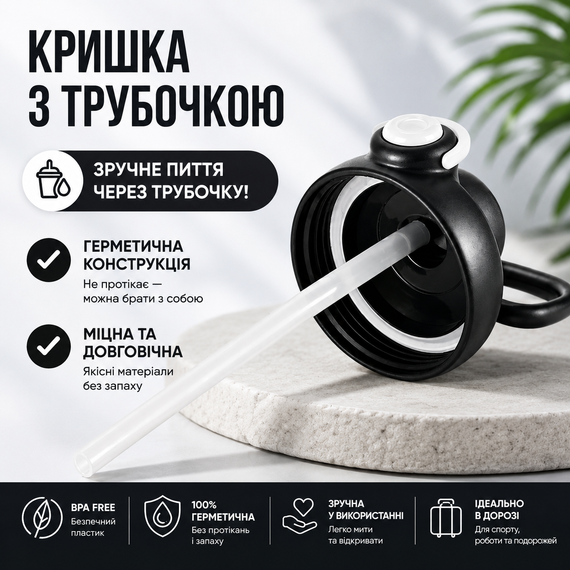 Большая спортивная бутылка для воды SPORTS 2.5 л (2500 мл) Черная с ручкой и ремешком, | Зображення 2
