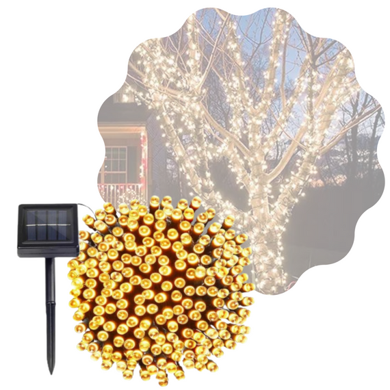 Гирлянда Для Сада  на Солнечной Батарее Светильники 12 м 100 Светодиодов 8 Режимов LED Лампочки Декоративные Водонепроницаемые с