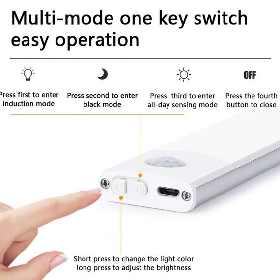 Сенсорний світильник LED з датчиком руху MZ-L1803 (35*11,5*600mm) White | Зображення 6