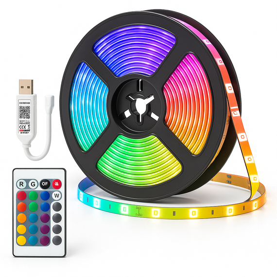 Светодиодная лента USB 6060 5м с динамическими режимами Светодиодное RGB освещение на самоклейке с пультом IS-52