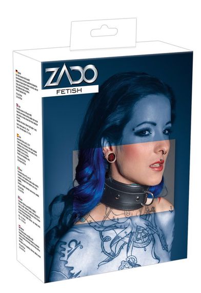 Нашийник з натуральної шкіри ZADO з металевим кільцем, чорний, L/XL Sex Aura | Зображення 6