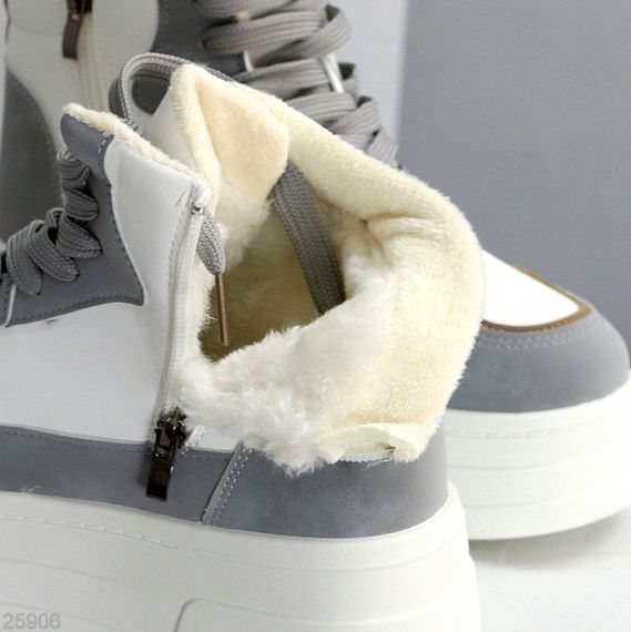 Белые серые зимние хайтопы на платформе в ассортименте | Зображення 1